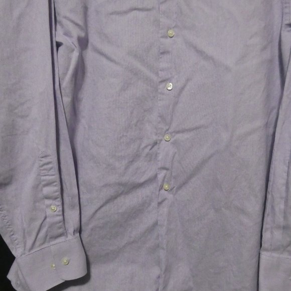CALVIN KLEIN | Size 15, 34-35 | 100% Cotton | Lilac Button Down Dress Shirt - Picture 7 of 16